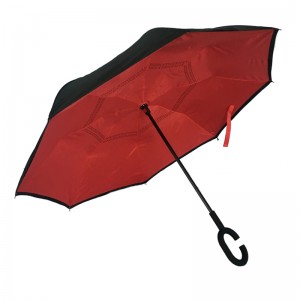 Reverse Upside Down Striaght Paraply Manual Åben funktion Cutom Udskrivning Logo Håndfri paraply
