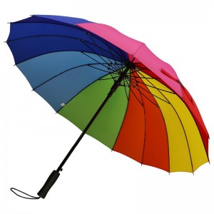 Engros regnbue merchandise gaver pongee stof 16K lige automatisk regn paraply