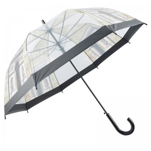 POE-materiale klar kuppelformet paraply til børn med auto åben