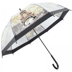 Gennemsigtig materiale rian paraply auto open dome apollo staight paraply