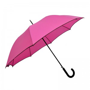 Kinesisk leverandør pongee stof metal ramme auto åben lyserød paraply