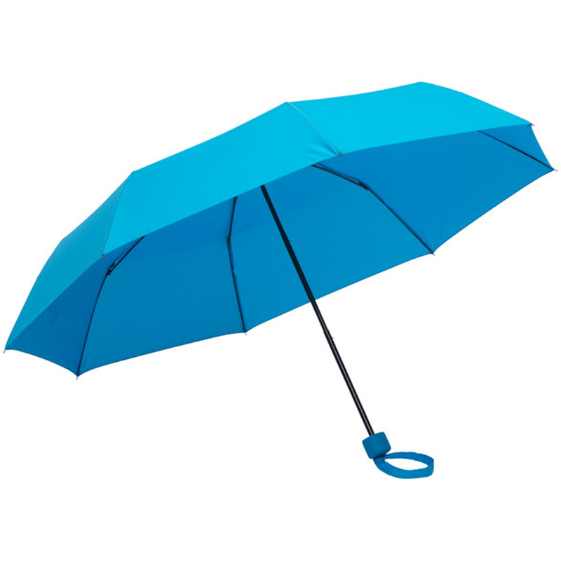 Kinesisk leverandør fuld farve brugerdefineret pongee stof metal ramme manuel åben 3 fordabelbar paraply