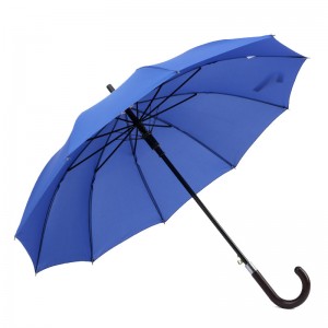 Top kvalitet billig pongee stof plast buet håndtag lige paraply auto åben